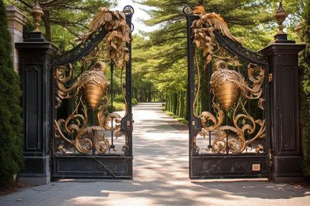 Mansion Open Gate Entrance Vacation Homeの写真素材