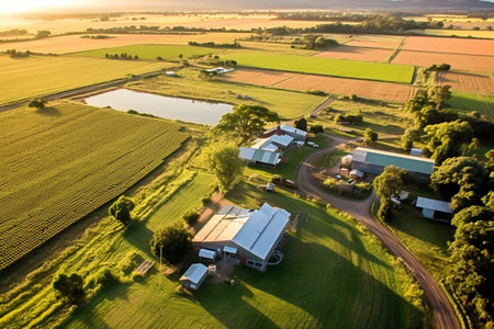 Aeriel View Of A Farmの素材