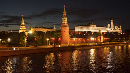 Embankment near the Kremlin in Moscow. Night lighting.の写真素材