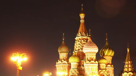 St. Basil's Cathedral at night. Moscow Russiaの写真素材