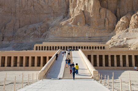 Luxor, Egypt - January 16, 2020 : The Mortuary Temple of Hatshepsut, also known as the Djeser-Djeseruのeditorial素材