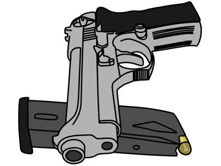gun and magazine, illustration