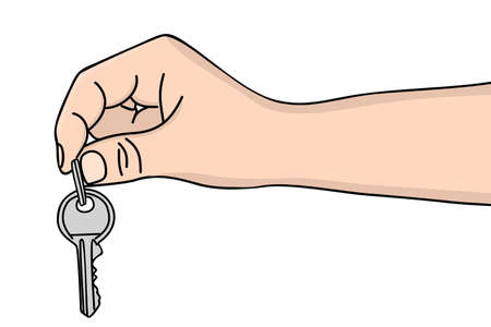 Hand holding key, illustrationのイラスト素材