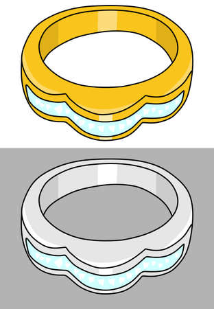 golden and platinum ring vector illustration isolated on white backgroundのイラスト素材