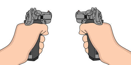 hand holding a handgun vector illustrationのイラスト素材