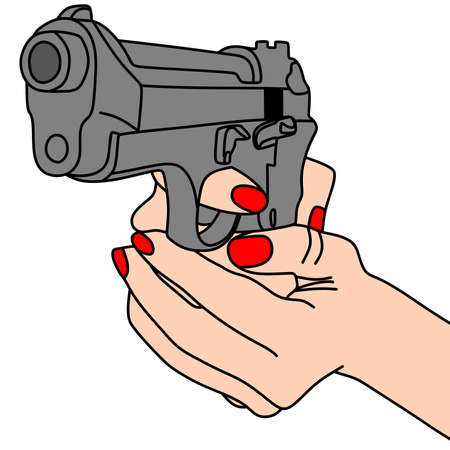 hand holding a handgun vector illustrationのイラスト素材