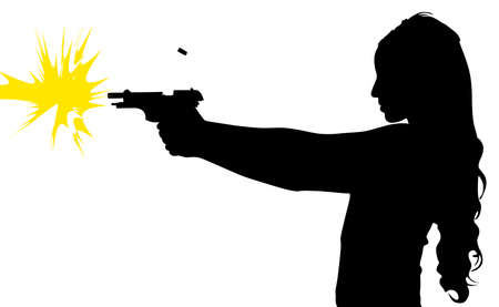 Girl shooting, vectorのイラスト素材