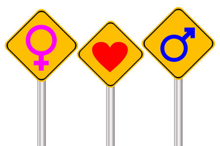 male and female sign in traffic sign, vector