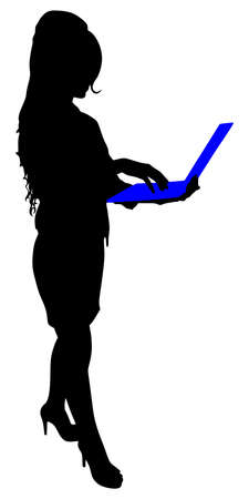 business woman with a laptop, vectorのイラスト素材