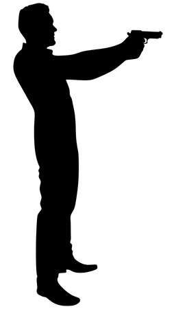 man shooting gun, vectorのイラスト素材