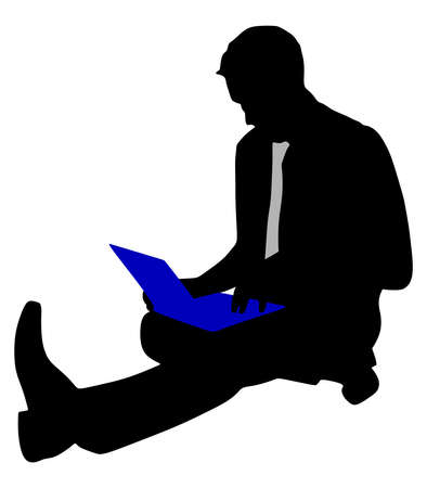 successful businessman holding a laptop, vectorのイラスト素材