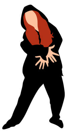 Silhouette of hip hop girl dancer, vectorのイラスト素材