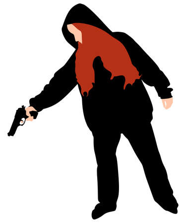 Silhouette of hip hop girl dancer, vectorのイラスト素材