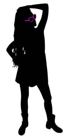 Beautiful young woman with sunglasses, vectorのイラスト素材