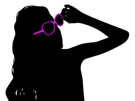 Beautiful young woman with sunglasses, vectorのイラスト素材