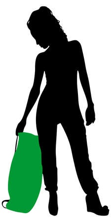 Beautiful girl with a backpack, vectorのイラスト素材