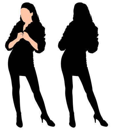 Beautiful young woman with coat, vectorのイラスト素材