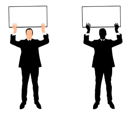 young business man showing something on a board, vectorのイラスト素材