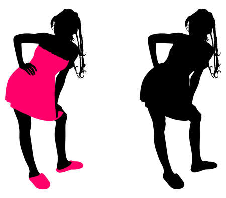 Young woman with pigtails, vectorのイラスト素材