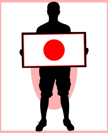 holding a flag of japan, vectorのイラスト素材