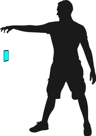 Angry man throwing his mobile phone, vectorのイラスト素材