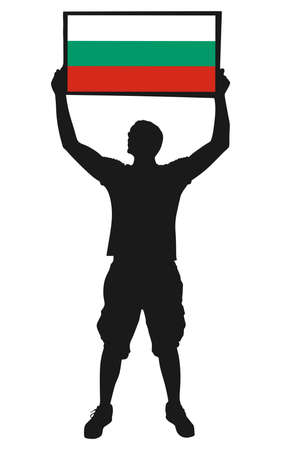 man holding a flag of Bulgaria, vectorのイラスト素材
