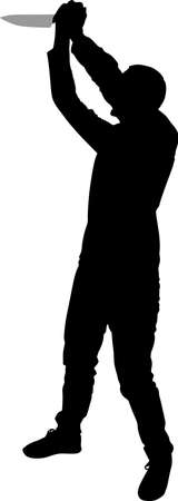 Horror Silhouette of Man with Knifeのイラスト素材