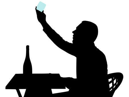 Silhouette of alcoholic drunk man, vectorのイラスト素材