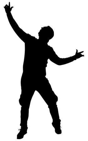 Man dancing silhouette, vectorのイラスト素材