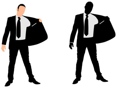 Young successful businessman showing internal pocket, vectorのイラスト素材