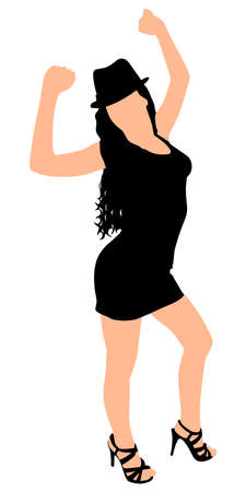 girl dancing silhouette, vectorのイラスト素材