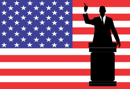 politician speaking from tribune, vectorのイラスト素材