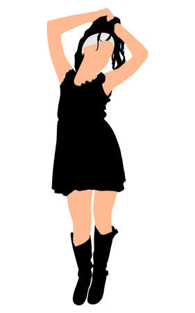 girl dancing silhouette, vectorのイラスト素材