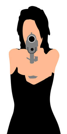 girl holding gun, vectorのイラスト素材