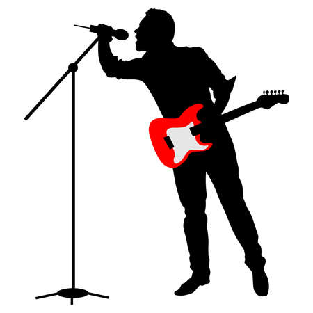 Man singing with a microphone, vectorのイラスト素材