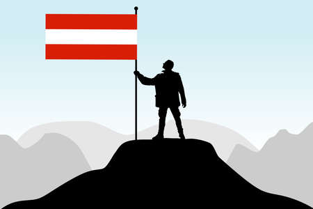 man holding a flag of austria, vectorのイラスト素材