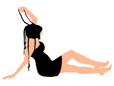 Young woman with pigtails, vectorのイラスト素材