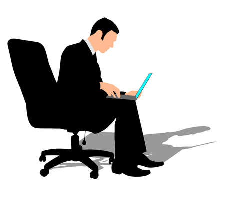 Successful businessman holding a laptop, vectorのイラスト素材