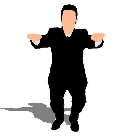 successful businessman doing squats, vectorのイラスト素材