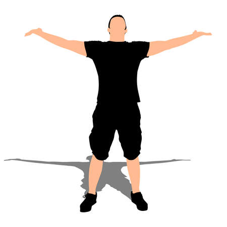 Happy young man spreading his arms, vectorのイラスト素材