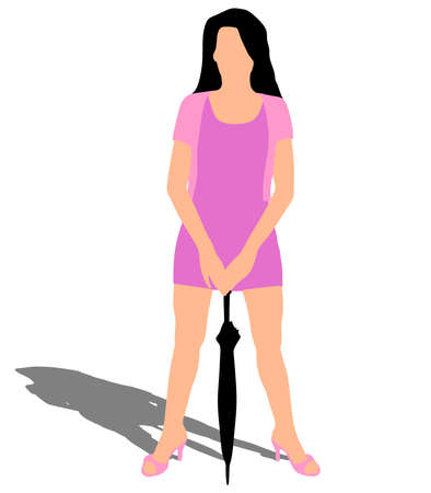 Beautiful young woman in pink dress, vectorのイラスト素材