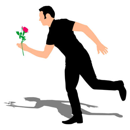 Man holding flower, vectorのイラスト素材
