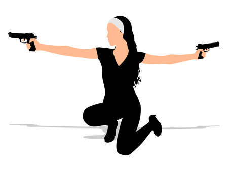 Girl shooting, vectorのイラスト素材