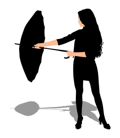 Girl with umbrella, vectorのイラスト素材