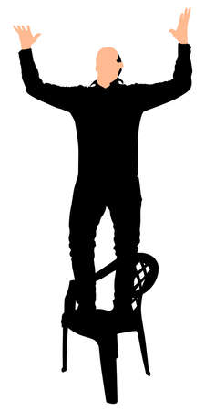 Man dancing on chair, silhouetteのイラスト素材