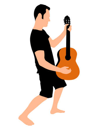 young man playing guitar, vectorのイラスト素材