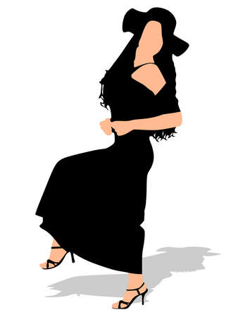 Beautiful young woman in elegant dress, vectorのイラスト素材