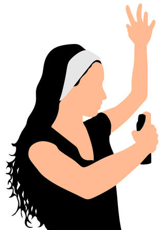 young girl with deodorant on white background, vectorのイラスト素材