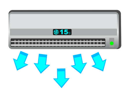 air conditioner, fresh air from airconditioning system illustrationのイラスト素材