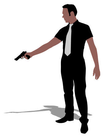man shooting gun, vectorのイラスト素材